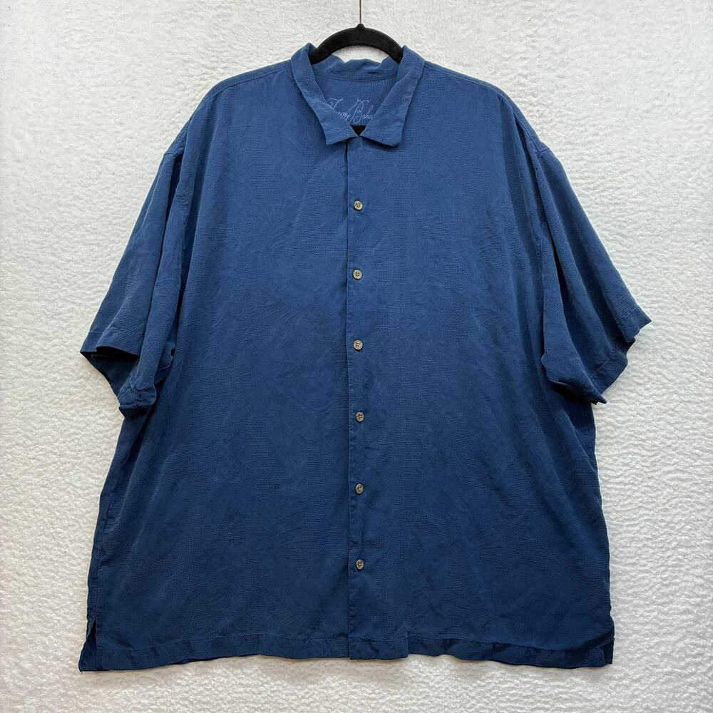 Tommy Bahama Shirt Mens 2XL Blue Silk Paradise In Every Puff Cigar Short Sleeve - Picture 2 of 11